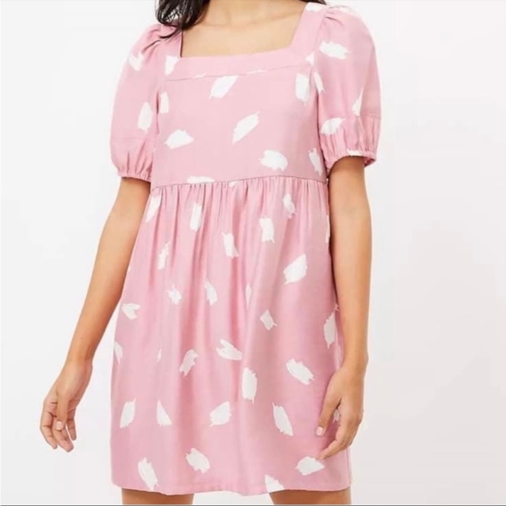 Ann Taylor Loft Medium Petite Baby Doll pink Swing Dress